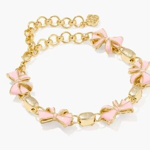 NWT LoveShackFancy X Kendra Scott Bow Gold Bracelet Reversible Dust Bag Box New